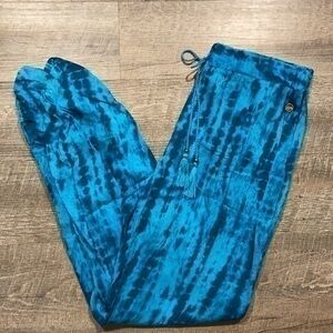 Hawaiian Tropic blue batik dyed Palazzo Beach cover up pants Small